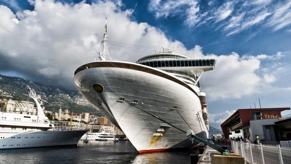 Majestic Cruise Ship in Monte Carlo Harbor wallpaper