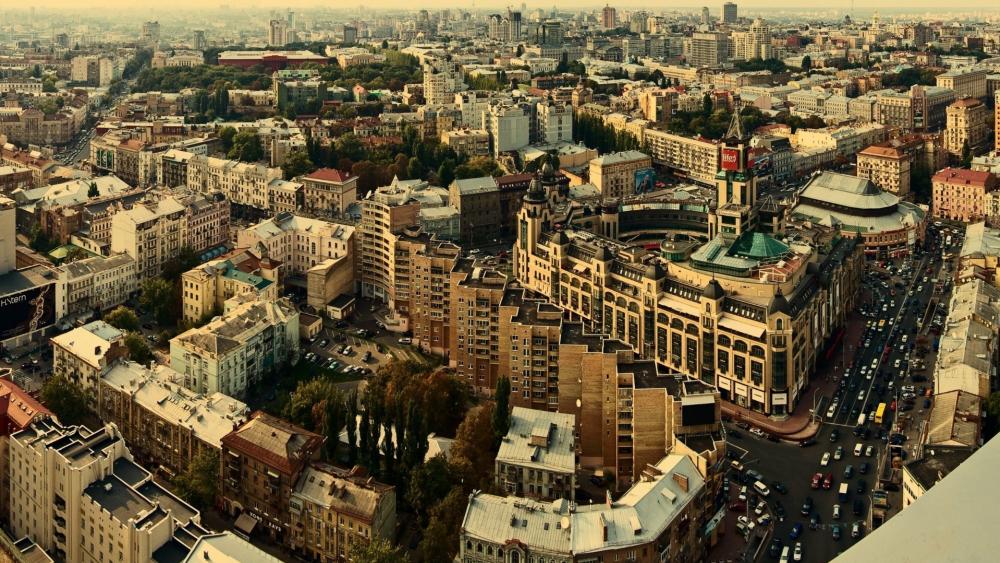 Kyiv Cityscape from Above wallpaper