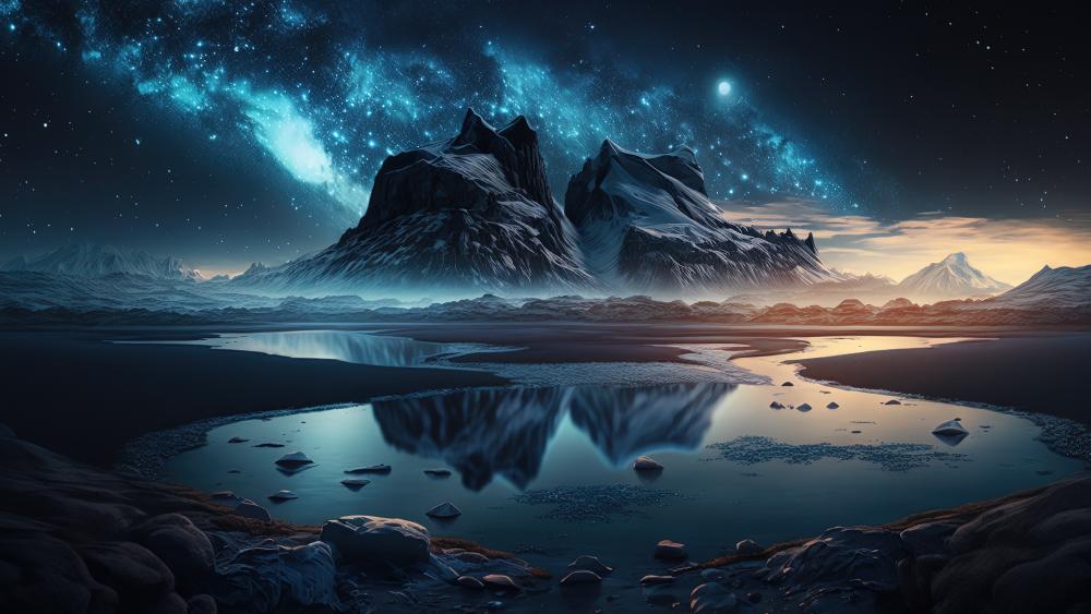 Majestic Night Mountain Landscape wallpaper