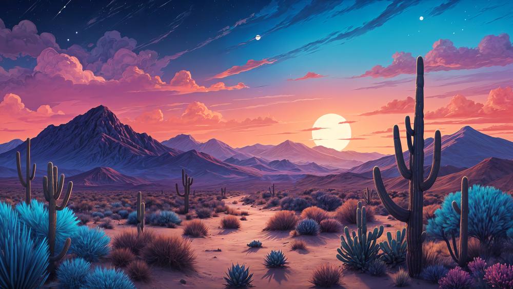 Desert Sunset Dreamscape Art wallpaper