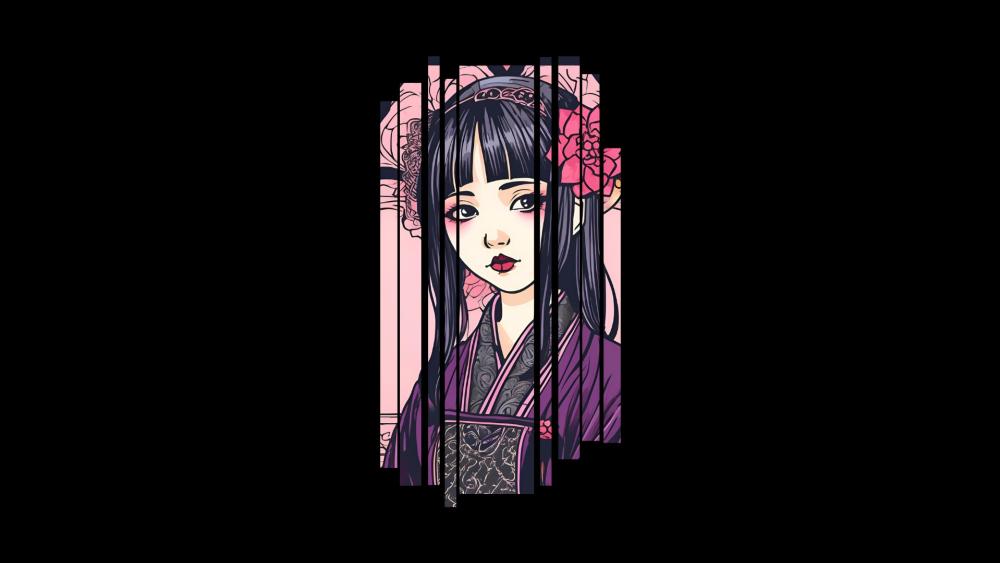 Gothic Lolita in Kimono Art wallpaper