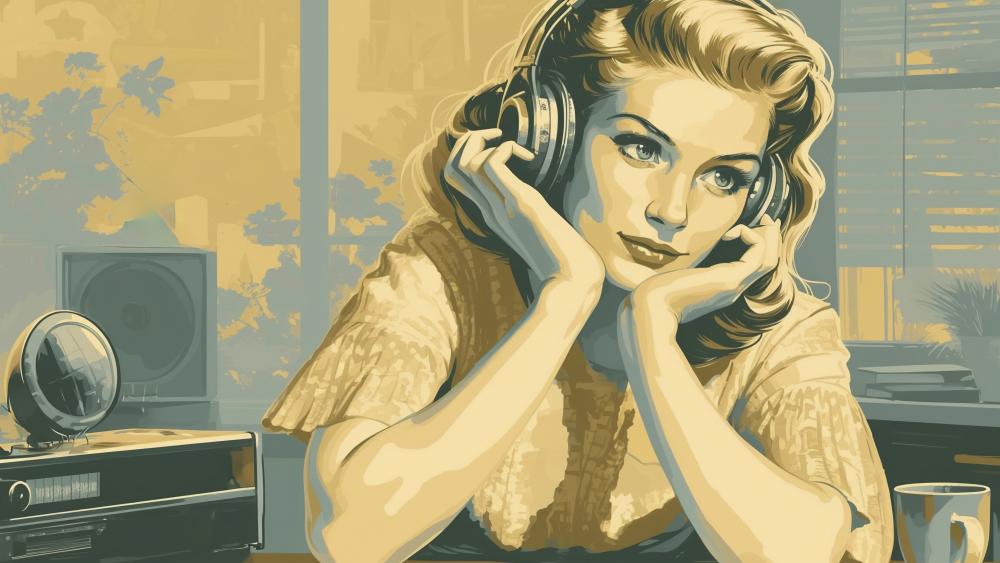 Retro Radio Vibes in Digital Art wallpaper