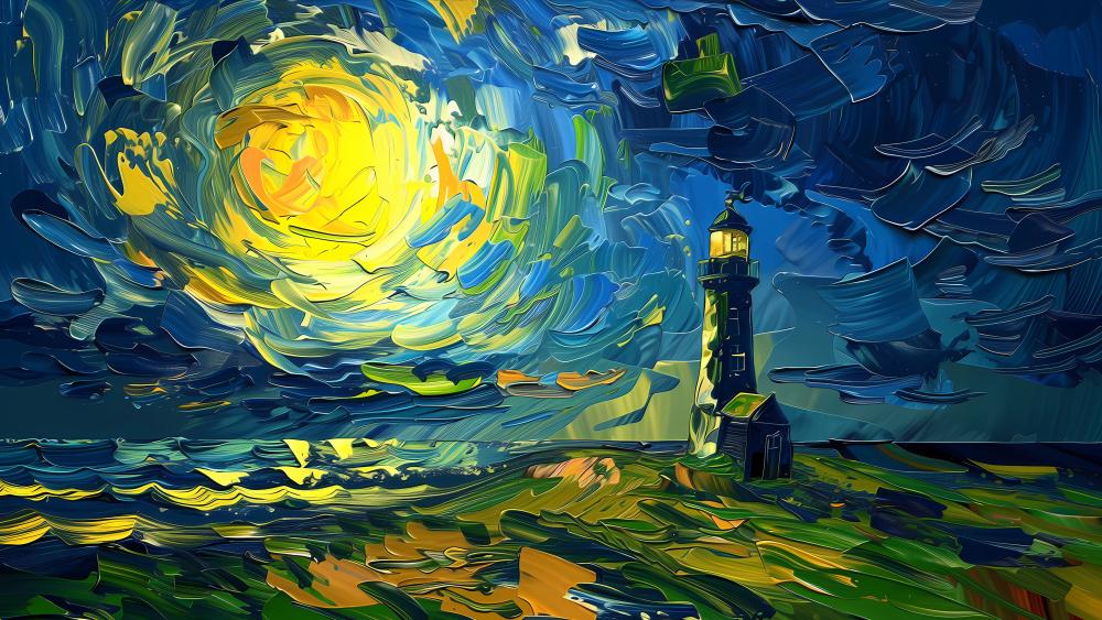 Lighthouse Fantasy Painting wallpaper