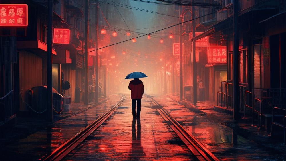 Solitude in the Rainy Night wallpaper