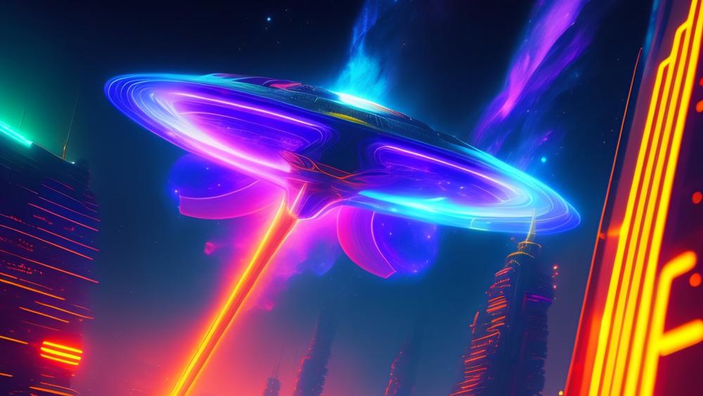 Neon Skies and Flying Saucers wallpaper