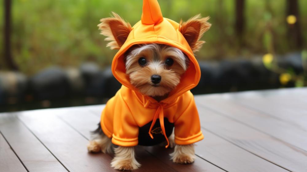 Adorable Pup in Halloween Outfit wallpaper