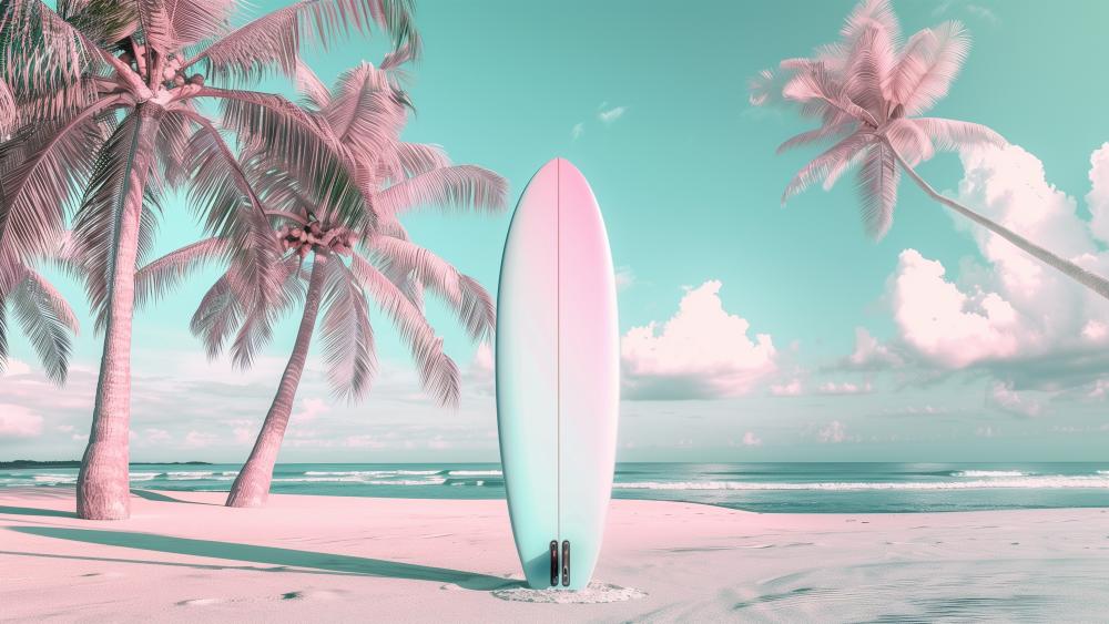 Pastel Paradise Surfing Adventure wallpaper