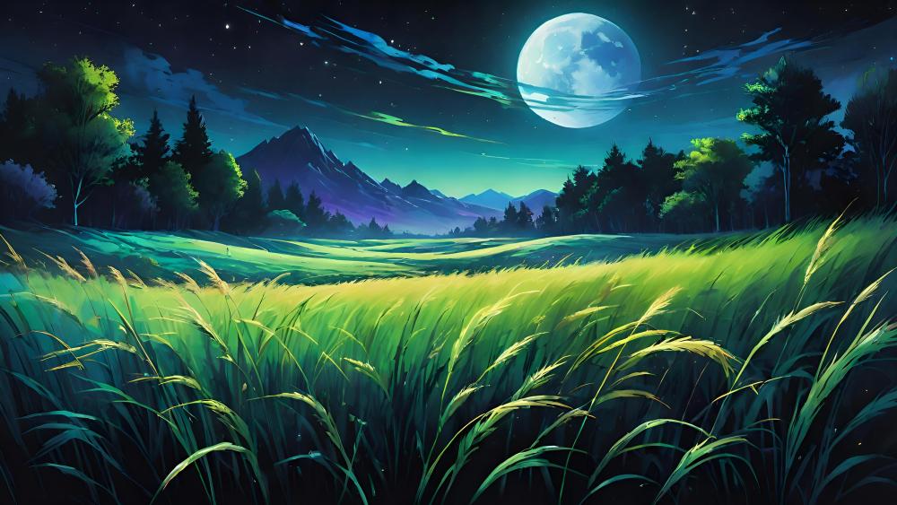 Mystical Moonlit Meadows wallpaper