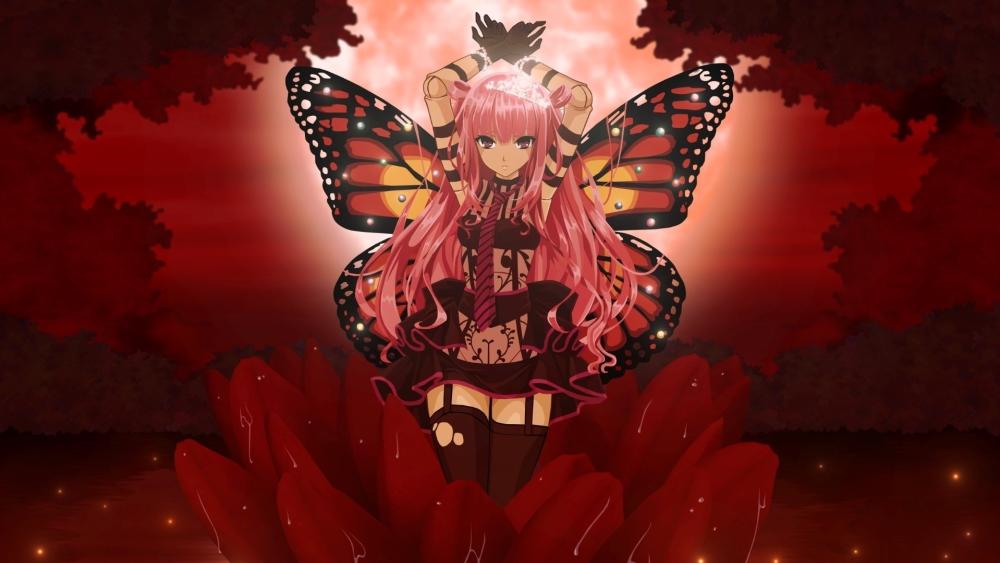 Butterfly Wings in Crimson Night wallpaper