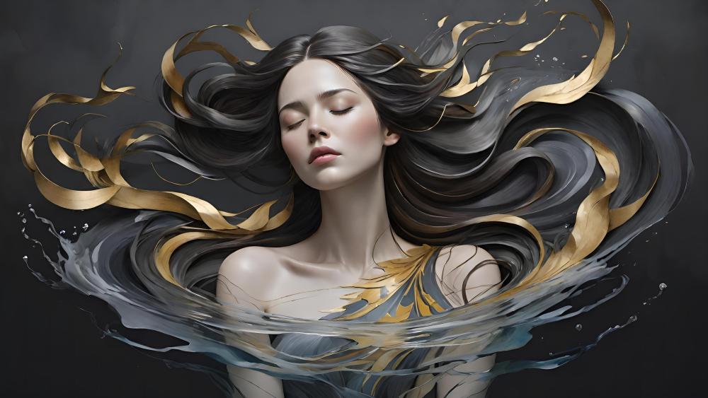 Enchanting Siren in Ethereal Waters wallpaper