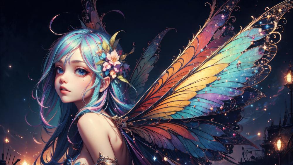 Enchanted Fairy in Magical Night wallpaper