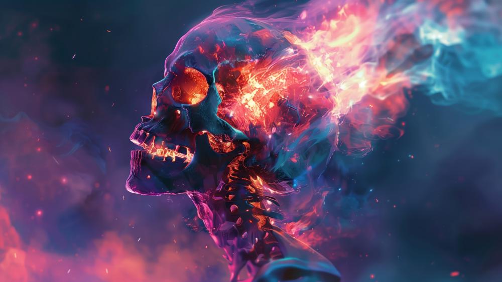 Fiery Skull in a Mystic Realm wallpaper