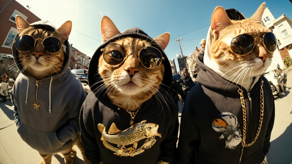 Cool Cats Crew in Hoodies and Shades wallpaper