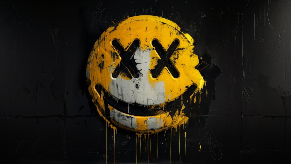 Smiley Face with X Eyes Graffiti wallpaper