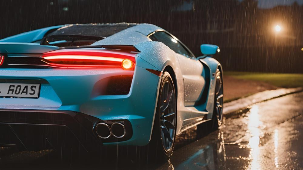 Dream Supercar in the Rain wallpaper