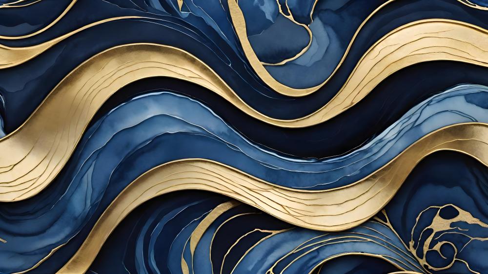 Golden Wavy Abstract Elegance wallpaper