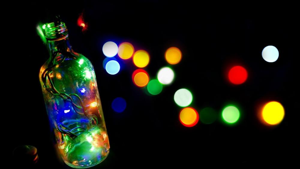 Bottle of Lights and Colorful Bokeh Magic wallpaper