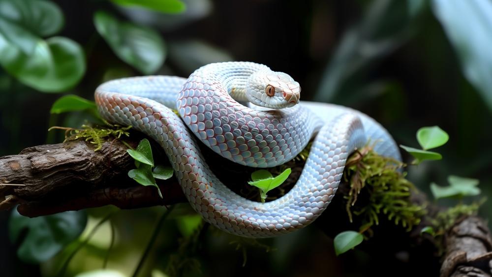 White Serpent's Mystique in Nature's Embrace wallpaper