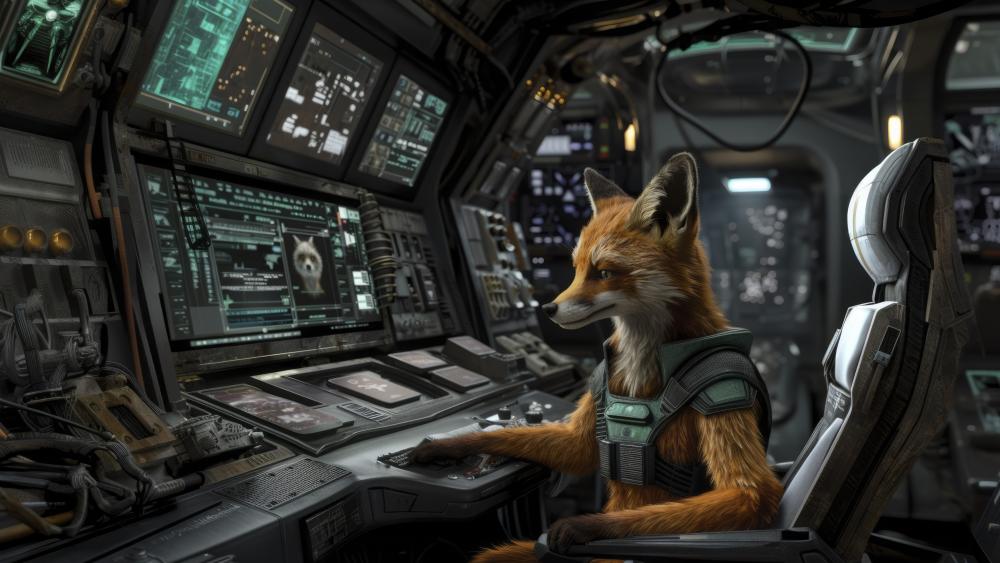 Fox Pilot on a Spaceship wallpaper