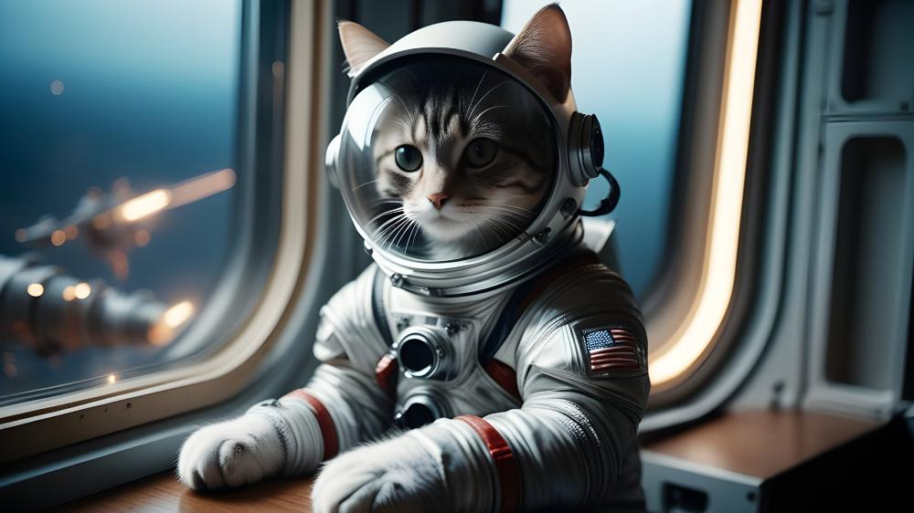 Space Explorer Cat in Spacesuit wallpaper