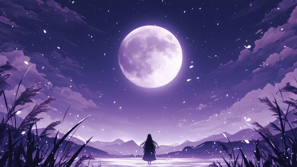 Under the Giant Purple Moon wallpaper