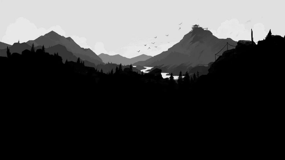 Monochrome Majestic Mountainscape wallpaper