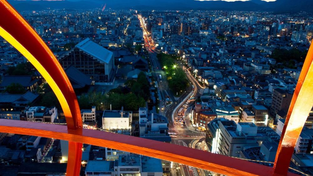 Stunning Night View of Kyoto from Nidec Tower wallpaper