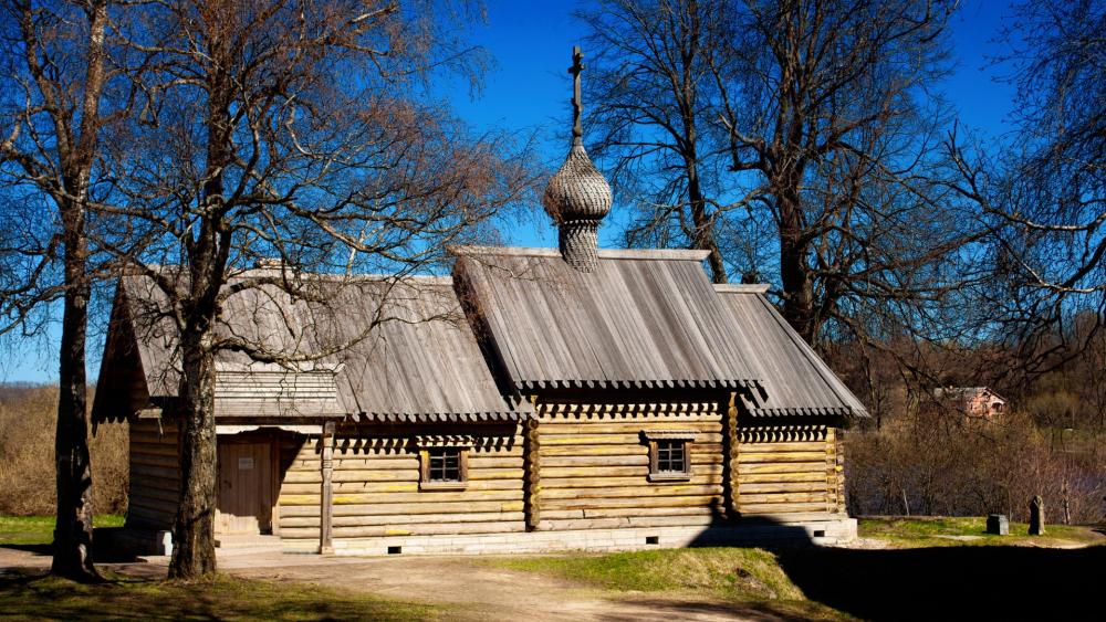 Quaint Wooden Church in Staraya Ladoga wallpaper