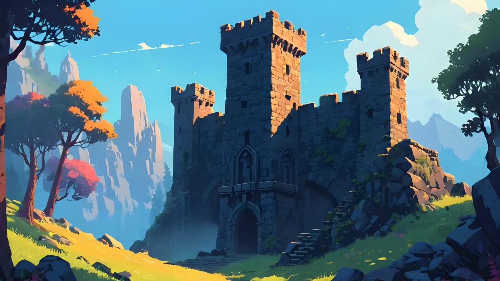 Majestic Medieval Castle in a Fantasy World wallpaper