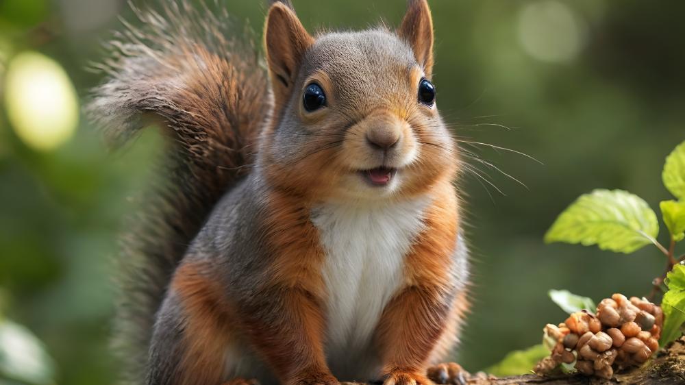 Adorable AI Squirrel in Nature Setting wallpaper