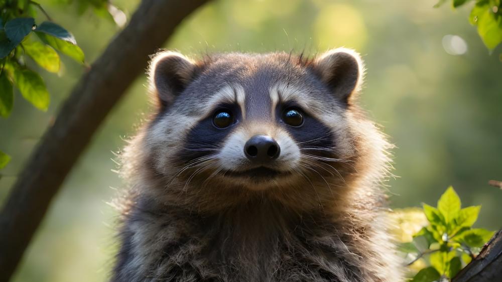 Adorable AI Raccoon in Nature wallpaper