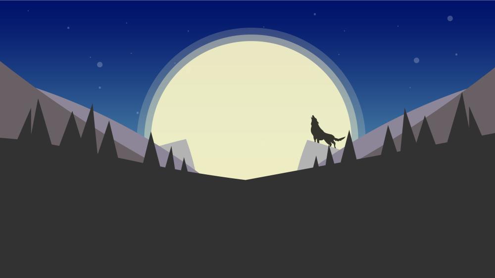 Minimal Moonlit Mountainscape wallpaper