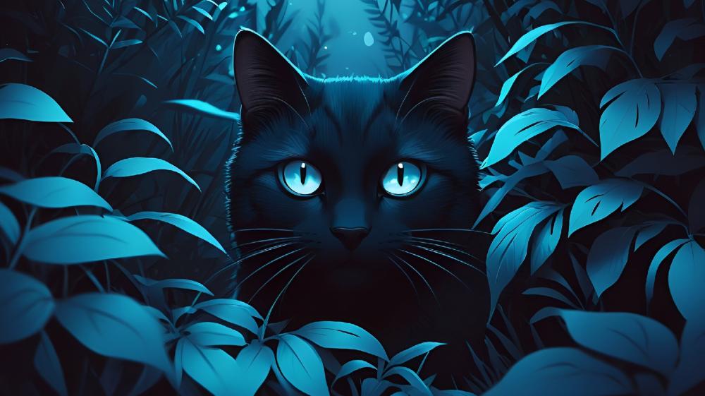 Enchanted Midnight Cat wallpaper