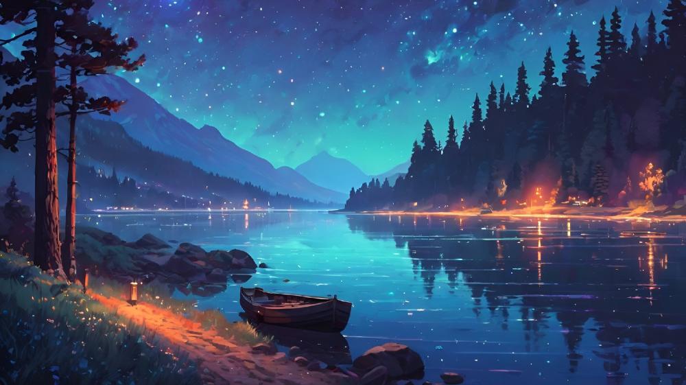 Enchanted Night by the River wallpaper