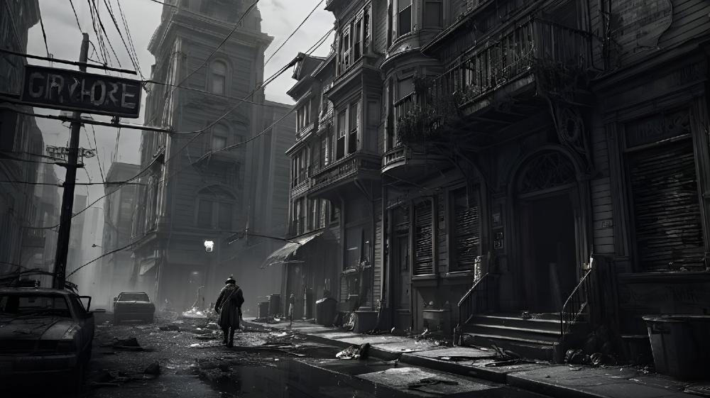 Desolate Streets in Black and White wallpaper