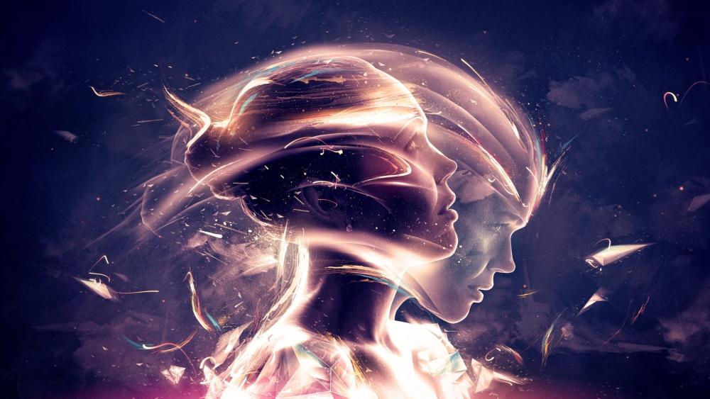 Ethereal Duality in Psychedelic Art wallpaper