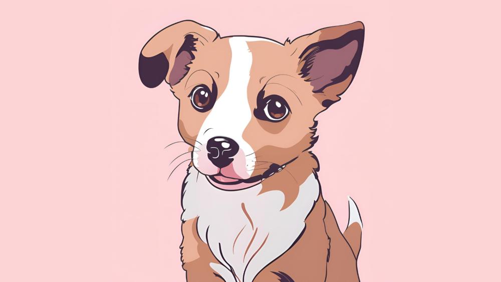 Cute Cartoon Pup with Big Eyes wallpaper