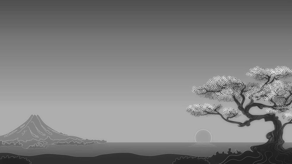 Silent Monochrome Sunrise wallpaper