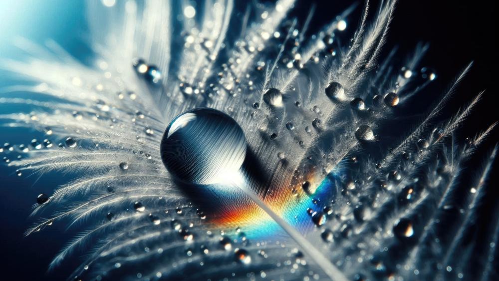 Water Droplets on Feather Macro wallpaper