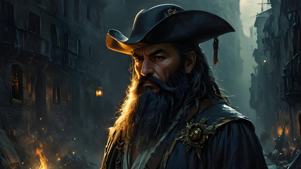 Legendary Pirate Captain in Fantasy Realm wallpaper