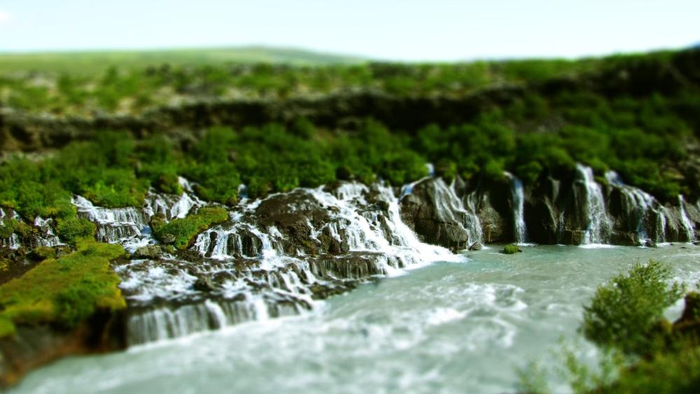 Miniature Magic at Hraunfossar Waterfalls wallpaper