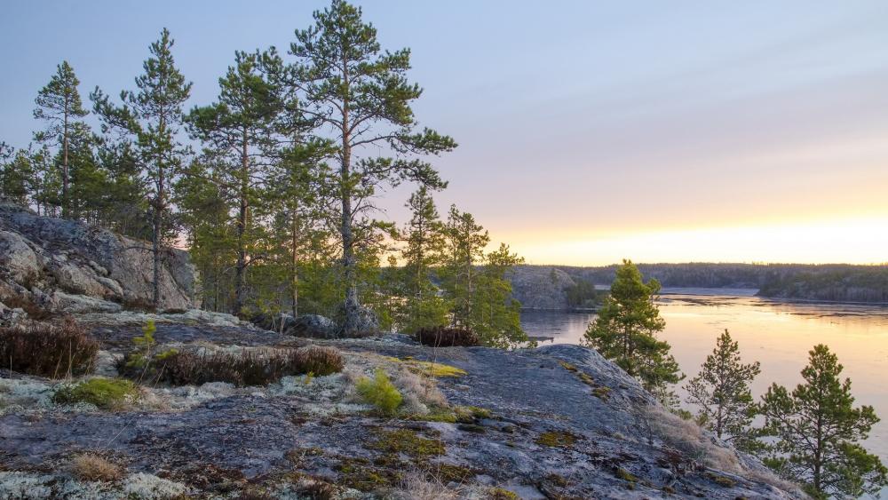 Sunset Serenity at Lake Ladoga wallpaper