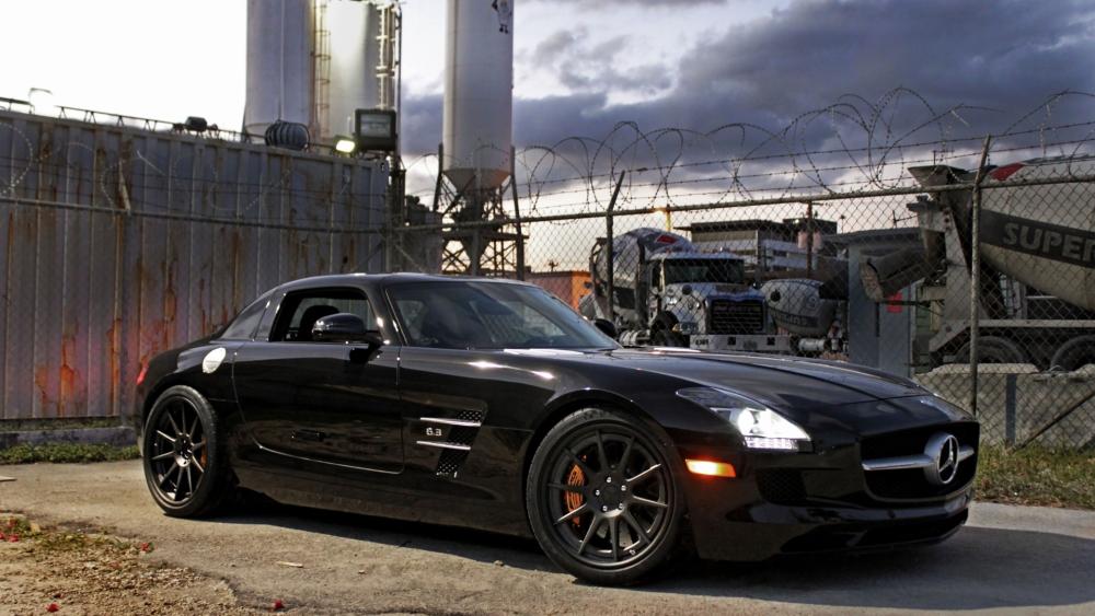 Sleek Black Mercedes-Benz SLS AMG wallpaper