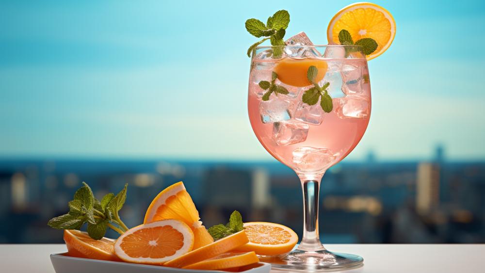 Summer Citrus Cocktail Reflections wallpaper