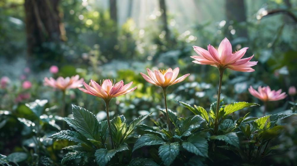 Ethereal Blossoms in Morning Light wallpaper