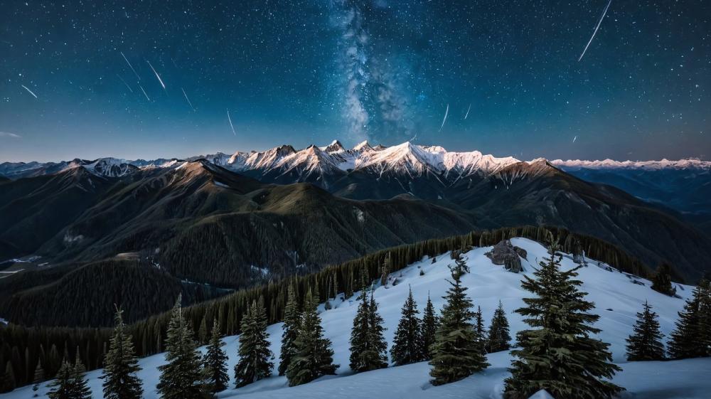 Milky Way Over Snowy Alps wallpaper