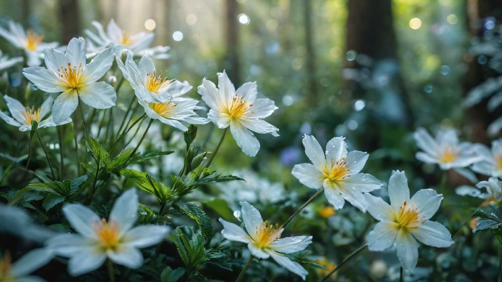 White Blossoms in AI Wonderland wallpaper