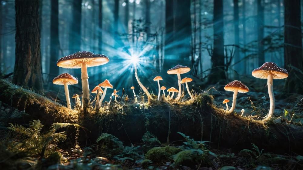 Luminous Mushroom Fairyland wallpaper