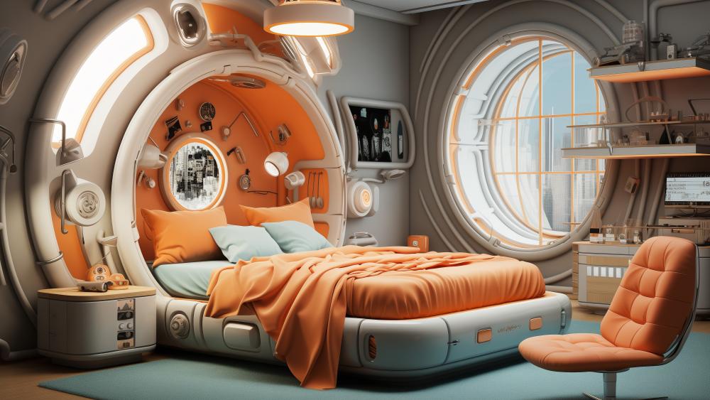 Futuristic Sci-Fi Bedroom Design wallpaper