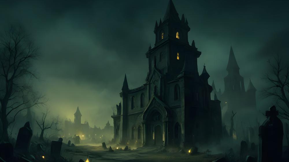 Haunted Spires in the Fog wallpaper